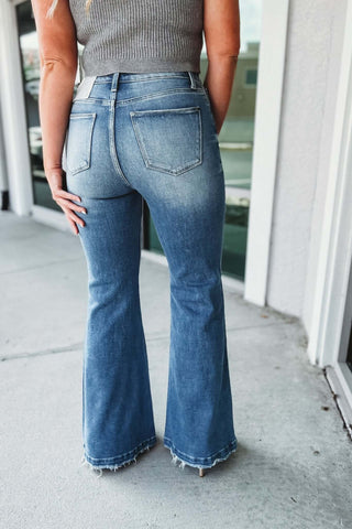 PETRA153 Candace Super High Rise Distressed Flare Jeans - Simply Me Boutique