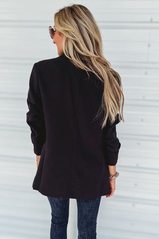 Power Move Black Ruched Blazer - Simply Me Boutique