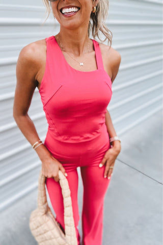 Power Play Asymmetrical Neckline Pink Crop Top - Simply Me Boutique
