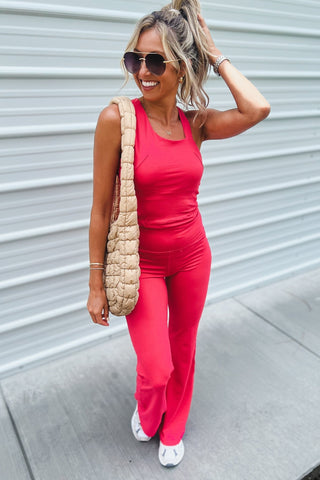 Power Play Asymmetrical Neckline Pink Crop Top - Simply Me Boutique