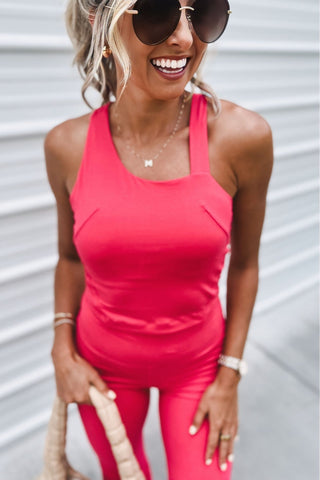 Power Play Asymmetrical Neckline Pink Crop Top - Simply Me Boutique