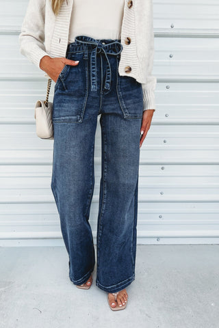 (PREORDER) KANCAN Brinley High Rise Wide Leg Flare Trouser Jeans - Simply Me Boutique