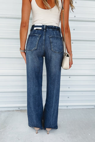(PREORDER) KANCAN Brinley High Rise Wide Leg Flare Trouser Jeans - Simply Me Boutique