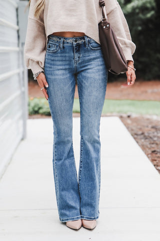 (Preorder) KANCAN CeCe Embroidered Mid Rise Jeans - Simply Me Boutique