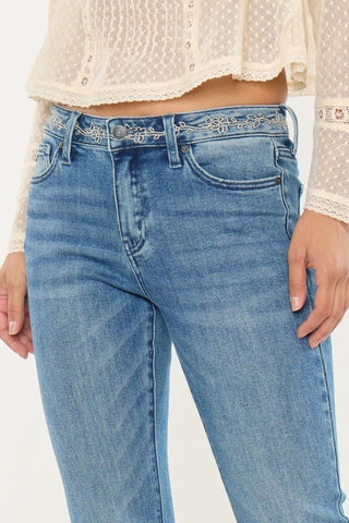 (Preorder) KANCAN CeCe Embroidered Mid Rise Jeans - Simply Me Boutique