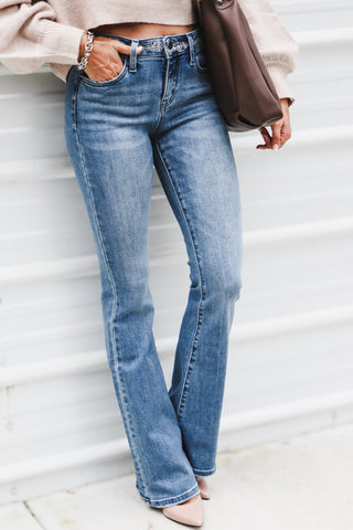 (Preorder) KANCAN CeCe Embroidered Mid Rise Jeans - Simply Me Boutique