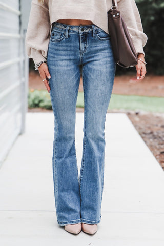 (Preorder) KANCAN CeCe Embroidered Mid Rise Jeans - Simply Me Boutique