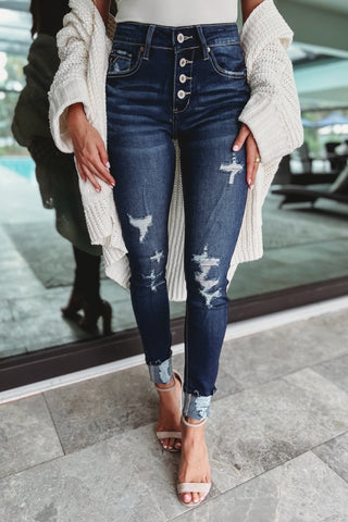 (PREORDER) KANCAN Chelsea Button Fly Distressed Jeans - Simply Me Boutique