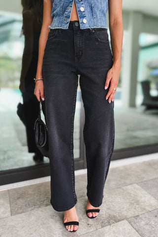 (PREORDER) KANCAN Cora High Rise Black Wide Leg Jeans - Simply Me Boutique