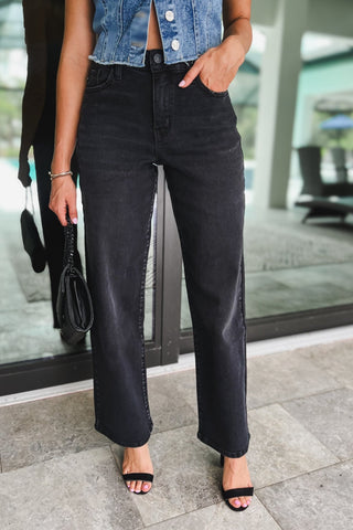 (PREORDER) KANCAN Cora High Rise Black Wide Leg Jeans - Simply Me Boutique