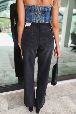 (PREORDER) KANCAN Cora High Rise Black Wide Leg Jeans - Simply Me Boutique