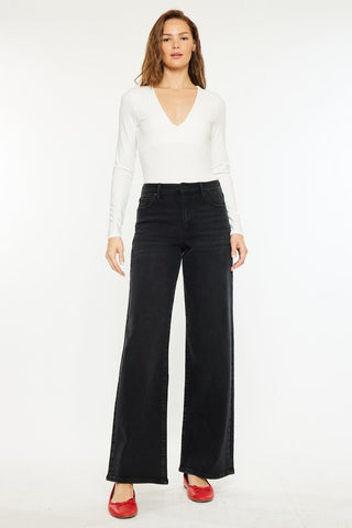 (PREORDER) KANCAN Cora High Rise Black Wide Leg Jeans - Simply Me Boutique