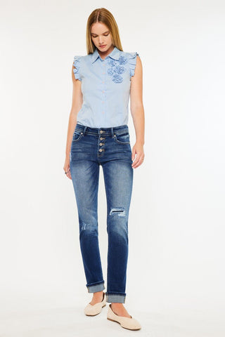 (PREORDER) KANCAN Eternity Mid Rise Slim Straight Leg Jeans - Simply Me Boutique