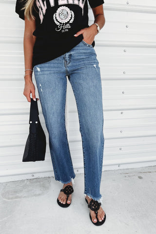 (PREORDER) KANCAN Jenna High Rise Slim Wide Leg Jeans - Simply Me Boutique