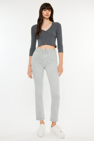 (PREORDER) KANCAN JoJo High Rise Slim Straight Grey Jeans - Simply Me Boutique