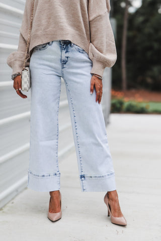 (PREORDER) KANCAN Kassie High Rise Cropped Wide Leg Jeans - Simply Me Boutique