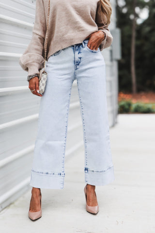 (PREORDER) KANCAN Kassie High Rise Cropped Wide Leg Jeans - Simply Me Boutique