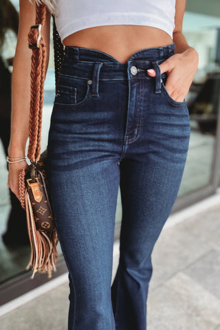 (PREORDER) KANCAN Kennedy Dark Wash Super Flare Jeans - Simply Me Boutique