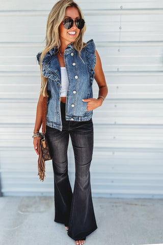 (PREORDER) KANCAN Marcy Ultra High Rise Black Flare Jeans - Simply Me Boutique