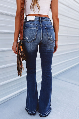 (PREORDER) KANCAN Morgan High Rise Two Tone Flare Jeans - Simply Me Boutique