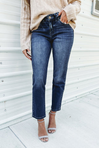 (PREORDER) KANCAN Quinn Mid Rise Slim Straight Jean - Simply Me Boutique