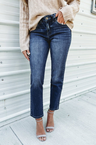 (PREORDER) KANCAN Quinn Mid Rise Slim Straight Jean - Simply Me Boutique