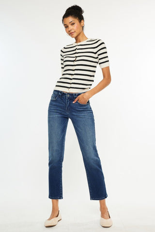 (PREORDER) KANCAN Quinn Mid Rise Slim Straight Jean - Simply Me Boutique