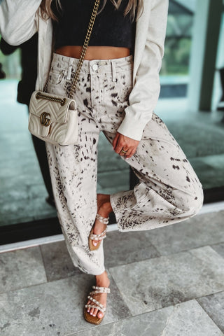 (PREORDER) KANCAN Raven Animal Print Barrel Jeans - Simply Me Boutique