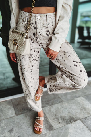 (PREORDER) KANCAN Raven Animal Print Barrel Jeans - Simply Me Boutique
