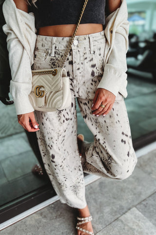 (PREORDER) KANCAN Raven Animal Print Barrel Jeans - Simply Me Boutique