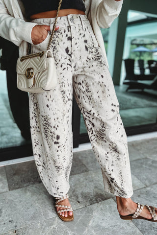(PREORDER) KANCAN Raven Animal Print Barrel Jeans - Simply Me Boutique