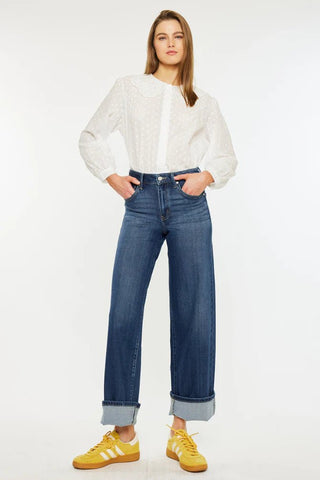 (PREORDER) KANCAN Samara High Rise Dark Wash Wide Leg Jeans - Simply Me Boutique