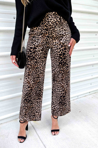 (PREORDER) KANCAN Tilly Ultra High Rise Leopard Wide Leg Corduroys - Simply Me Boutique