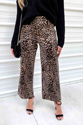 (PREORDER) KANCAN Tilly Ultra High Rise Leopard Wide Leg Corduroys - Simply Me Boutique