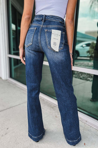 RISEN Fergie High Rise Dark Wash Straight Jeans - Simply Me Boutique