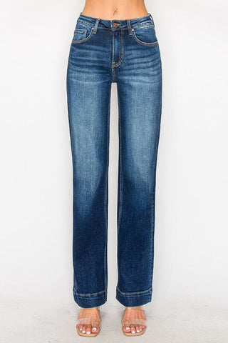 RISEN Fergie High Rise Dark Wash Straight Jeans - Simply Me Boutique