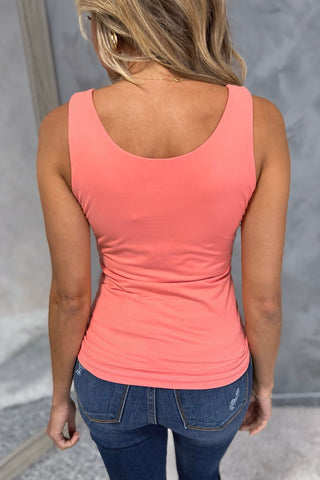 Round Neck Coral Butter Soft Essential Tank Top - Simply Me Boutique