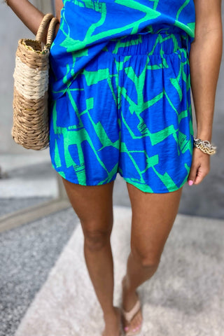SHIPS 7/7** Blue Crush Abstract Shorts - Simply Me Boutique