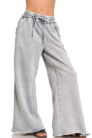 Shoreline Comfort Acid Wash Wide Leg Sweatpants MORE COLORS! - Simply Me Boutique
