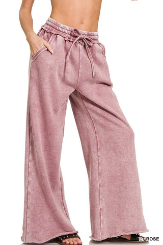 Shoreline Comfort Acid Wash Wide Leg Sweatpants MORE COLORS! - Simply Me Boutique