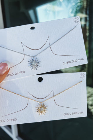 Sun Pave Rhinestone Necklace - 2 Colors! - Simply Me Boutique