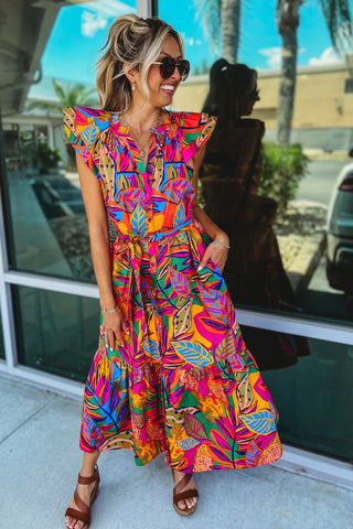 Sunset Fiesta Midi Dress - Simply Me Boutique