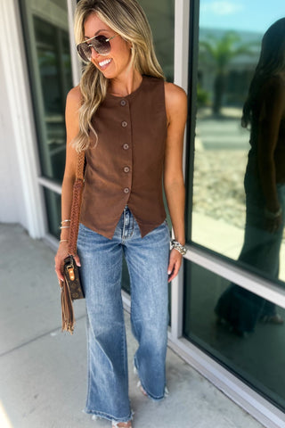 The Element Vest Linen Vest (Brown) - Simply Me Boutique