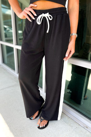 The Weekend Edit Striped Black Pants - Simply Me Boutique