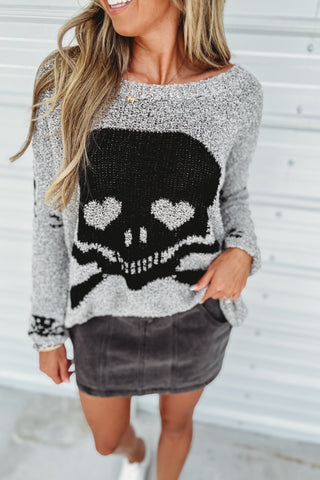 Toxic Ways Skull Grey Sweater - Simply Me Boutique