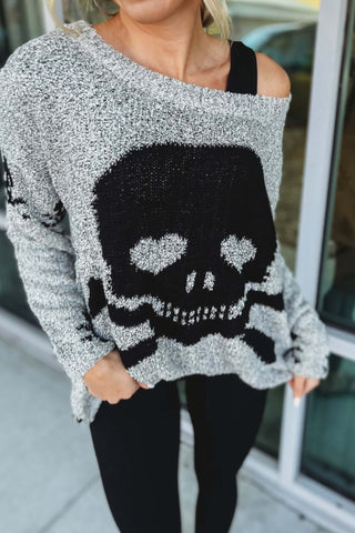 Toxic Ways Skull Grey Sweater - Simply Me Boutique