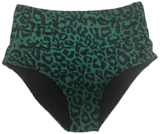 Turks Green Leopard Mid High Rise Ruched Tankini Bikini BOTTOM - Simply Me Boutique