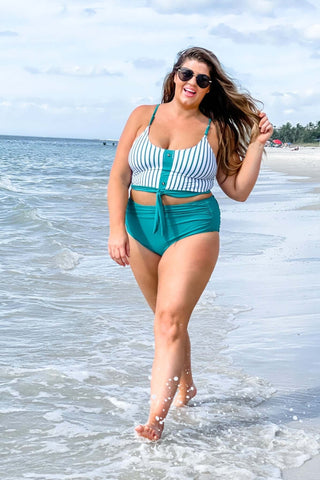 Turks Mid High Rise Ruched Tankini Green Bikini BOTTOM - Simply Me Boutique