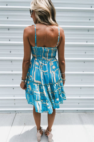 Turquoise Tides Tiered Dress - Simply Me Boutique