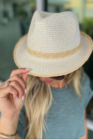 Two Tone Straw Fedora Hat - Simply Me Boutique